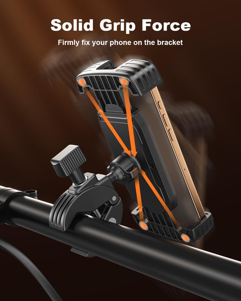 SUPERONE Bike Phone Holder, [1s Lock] Motorcycle Phone Mount, [Anti-Shake] Handlebar Cell Phone Clamp, Scooter Phone Clip for Handlebars with Diameters 0.65-1.2 in, Suitable for 4.7-7.2 in Phones - Image 5